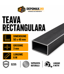 Teava rectangulara 50 x 40 x 3 mm, 6 metri